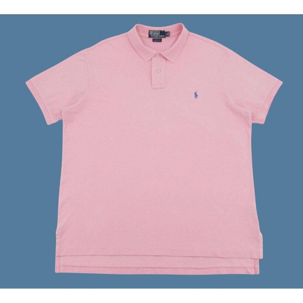 Polo Ralph Lauren Polo Shirt Men’s XL Pink Custom Fit Blue Pony Logo Short Sleev